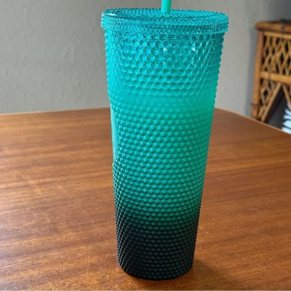 NWT Starbucks 2022 Mint Green Ombre Studded 24oz Venti Cold Cup Tumbler Gradient